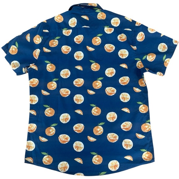 Blue Orange Casual Button Down Shirt with Playful Pattern - Picture 2 of 5